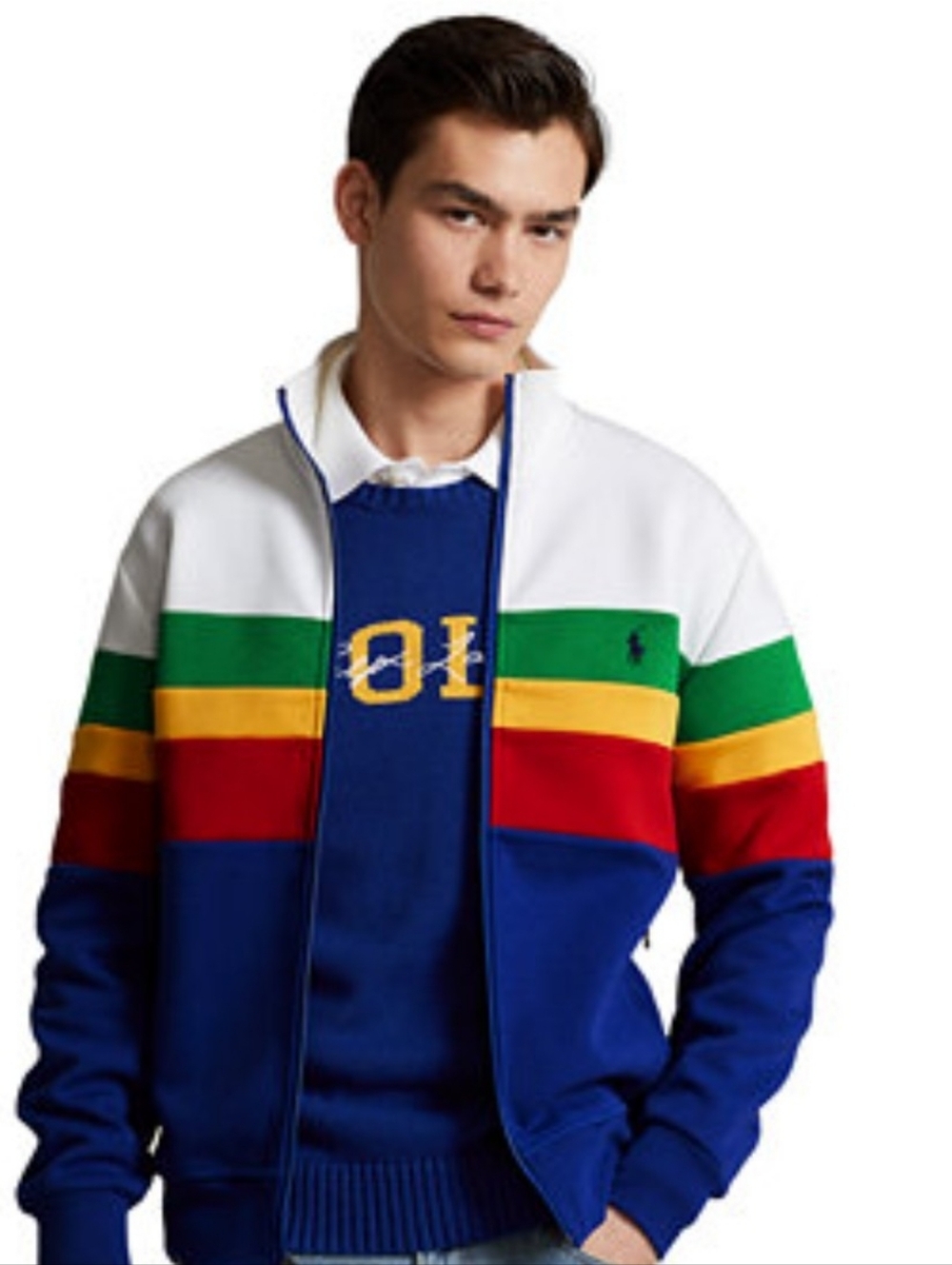 Polo Ralph Lauren Men’s Striped Double-Knit Track Jacket Size M